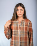 Prague Zip Jacket in Warm Brown Check