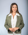 Prague Jacket in Khaki Green Twill